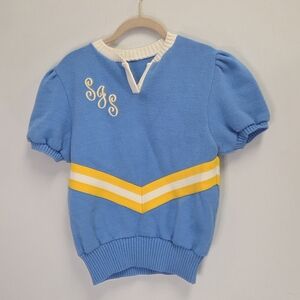 Vintage Varsity Spirit Cheerleader Sweater Blue Yellow Size S/M